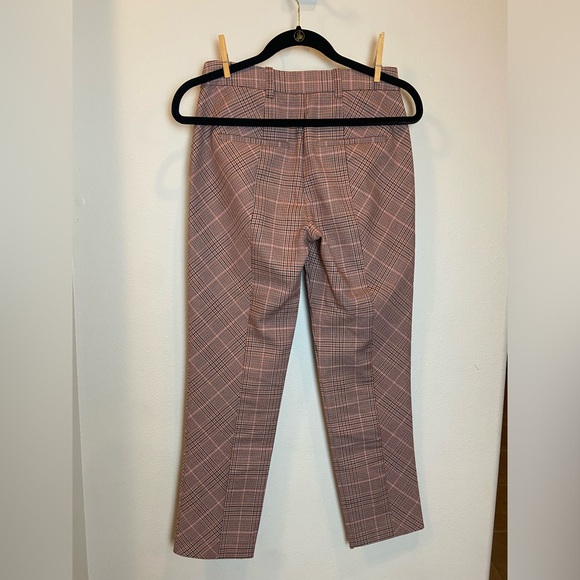 Rebecca Taylor Brown Dress Pants Tailored Fit Plaid ankle cropped - Picture 2 of 5